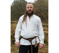 Battle-Merchant Camicia Medievale Corvin Con Lacci, Bianca