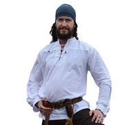 Battle-Merchant Ludwig - Camicia Medievale da mercante - Uomo - Abbigliamento da Vichingo per Giochi di Ruolo dal Vivo (Larp) - Bianco - XL