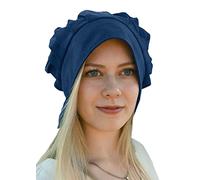Battle-Merchant Cappellino medievale con pieghe da donna - Cappellino medievale - Copricapo da donna (blu)