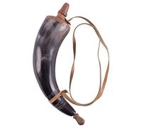 Battle-Merchant Corno in polvere in corno di bovino con cinturino in pelle – Replica storica