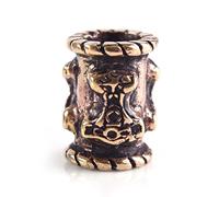 Battle Merchant Decorazione vichinga per barba, capelli, dread, in bronzo, con martello di Thor, diametro interno 6 mm