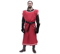 Battle-Merchant Eckhart - Tunica/casacca medievale - ideale come costume da cavaliere - tinta unita/a scacchi - rosso/bianco sporco - XL/XXL
