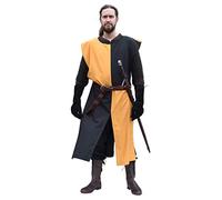 Battle-Merchant Eckhart - Tunica/casacca medievale - ideale come costume da cavaliere - tinta unita/a scacchi - Giallo/nero - XL/XXL