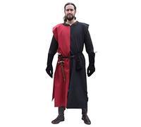 Battle-Merchant Eckhart - Tunica/casacca medievale - ideale come costume da cavaliere - tinta unita/a scacchi - nero/rosso - XL/XXL