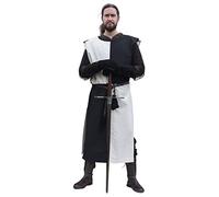Battle-Merchant Eckhart - Tunica/casacca medievale - ideale come costume da cavaliere - tinta unita/a scacchi - bianco sporco/nero - S/L