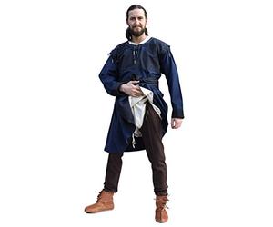 Battle-Merchant - Gamba medievale con paracolpi da uomo, in cotone, per Carnevale e giochi di ruolo, abbigliamento LARP, marrone, taglia XXL