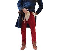 Battle-Merchant - Gamba medievale con paracolpi da uomo, in cotone, per Carnevale e giochi di ruolo, per LARP, rosso, S/M
