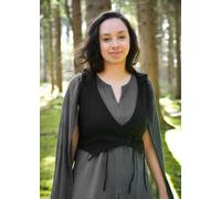 Battle-Merchant Gilet Da Donna Fantasy LARP con Cappuccio, Nero