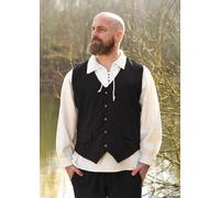 Battle-Merchant Gilet Medievale Lasse Nero Cotone LARP Reenactment