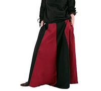 Battle-Merchant - Gonna Medievale Lunga da Donna - Taglio Ampio - Cotone - per Giochi di Ruolo dal Vivo (Larp) - Nero/Rosso - XXL