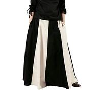 Battle-Merchant - Gonna Medievale Lunga da Donna - Taglio Ampio - Cotone - per Giochi di Ruolo dal Vivo (Larp) - Nero/Bianco Sporco - S