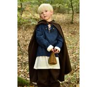 Mantello medievale con cappuccio per bambini - ideale per costumi vichinghi o giochi di ruolo dal vivo (LARP) - marrone - 4-5 anni