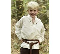 Camicia Medievale Colin per Bambino - Ideale per Travestimenti da Cavaliere, Giochi di Ruolo dal Vivo (Larp), Carnevale - Diversi Modelli - Bianco Sporco - 4-5 Anni