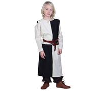Battle-Merchant Lucas - surcotto medievale da bambino - ideale per costume da cavaliere o giochi di ruolo dal vivo (LARP) - Bianco sporco/nero - 4-5 anni