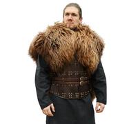Battle-Merchant - Mantello in pelliccia Berserker - scapola vichinga - pelliccia naturale - per uomo e donna - travestimento medievale, LARP, marrone, XL