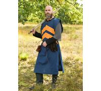 Battle-Merchant Mantello Medievale Con Strisce, Mantello In Blu - Giallo