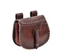 Battle-Merchant Marsupio medievale con diverse goffrature in pelle | Marsupio per uomo e donna in marrone/nero | Borsa in pelle per la cintura