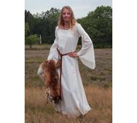 Battle-Merchant Burglinde - Abito Medievale Lungo con Maniche a Campana - Cotone - per rappresentazioni vichinghe e Giochi di Ruolo dal Vivo (Larp) - Bianco Sporco - S