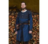 Battle-Merchant Medioevo Tunica Piegato Con Rimovibile Maniche, Blu/Blu Scuro