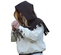 Battle-Merchant - Pallina medievale con zelle, beige/marrone cappello cappuccio cavaliere LARP