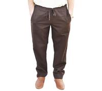 Battle-Merchant Hagen - Pantaloni Uomo medievali Ampi dal Taglio Dritto - Giochi di Ruolo dal Vivo (Larp), Costumi Vichinghi, da Pirata o Cavaliere - in Cotone - Marrone - XL