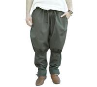 Battle-Merchant - Pantaloni vichinghi - Pantaloni Rushose Olaf - Pantaloni LARP - Pantaloni medievali - Pantaloni da uomo per avvolgicavo - S-XXXL, verde oliva, M