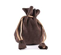 Battle-Merchant Portafogli in pelle con gatto in pelle scamosciata | Vichingo Medioevo LARP, marrone scuro., s