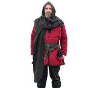 Battle-Merchant - Sciarpa medievale con cappuccio in 100% cotone - Palla versatile per rievocazione, LARP e cosplay fantasy, Nero , Taglia unica