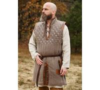 Battle-Merchant senza Maniche Gambeson Con Handgefertigen Dettagli, Braun