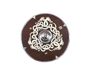 Battle-Merchant Targa rotonda con motivo serpente | targa vichinga dipinta a mano in legno | 61 cm (24 pollici) | Scudo medievale vichingo per adulti