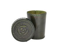 Battle-Merchant Tazza Per Dadi in Pelle Verde Con Coperchio Prägung Motiv Nodi