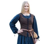 Battle-Merchant Tilda - Corpetto Medievale Tilda con Bretelle Ampie - Cotone - Ideale per Giochi di Ruolo dal Vivo (Larp), Costume tardomedievale - Marrone - XL