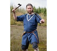 Battle-Merchant Tunica Medievale Ailrik Con Bordo, Maniche Corte, Blu