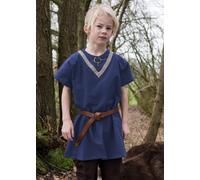 Battle-Merchant Tunica Medievale Bambini Ailrik Bordure, Maniche Corte, Blu