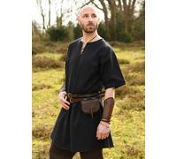 Battle-Merchant Tunica Medievale Jasper, Maniche Corte, Nera, Vichingo Medievale