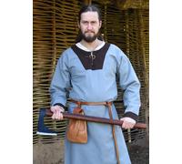 Battle-Merchant Tunica Medievale Vallentin, Blu Grigio/Marrone