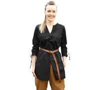 Battle-Merchant - Tunica medievale Ylva per le donne, camicia di stile medievale, vestito di tartaruga, LARP, vichinghi, pirata, costume, Nero , XL