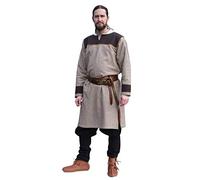 Battle-Merchant Tunica vichinga Ove con Motivo a Spina di Pesce - Ideale per Giochi di Ruolo dal Vivo (Larp), Costumi medievali - Marrone - XL