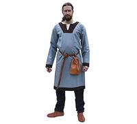 Battle Merchant Tunica Medievale, Vallentin, Uomini (Grigio-Blu/Marrone/XXL)