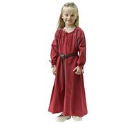 Battle-Merchant Vestito da bambina medievale Ana, a maniche lunghe, in cotone, stile medievale