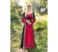 Battle-Merchant Vestito Medievale Eleanor Rosso/Nero Medioevo Abito Costume