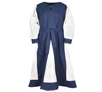 Battle-Merchant - Vestito Medievale/Vichingo per Bambina - con Cintura - Blu/Rosso - 110-164/4-16 Anni