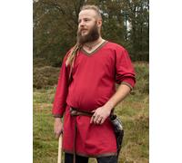 Battle-Merchant Vichingo Tunica Di Cotone, Rosso Scuro