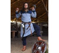 Battle-Merchant Vichingo Tunica Ove Con Fischgrätmuster, Blu