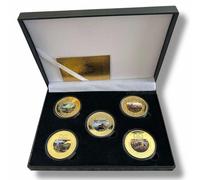 Battle Of Kursk Guerra Mondiale Due - Great Tank x5 Placcato Oro Moneta Set A