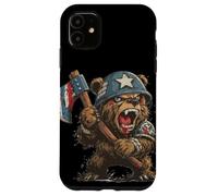 Battle Ready Bear Costume con ascia per gli amanti degli orsi Custodia per iPhone 11