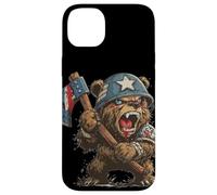 Battle Ready Bear Costume con ascia per gli amanti degli orsi Custodia per iPhone 14 Plus