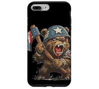 Battle Ready Bear Costume con ascia per gli amanti degli orsi Custodia per iPhone 7 Plus/8 Plus