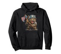 Battle Ready Bear Costume con Ascia per Gli Amanti degli orsi Felpa con Cappuccio