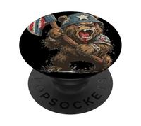 Battle Ready Bear Costume con ascia per gli amanti degli orsi PopSockets PopGrip Adesivo